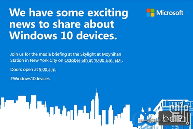 微软 10 月 6 日召开Windows 10 新品发布